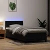Lova su spyruokliniu/čiužiniu/LED, juoda, 90x210 cm, aksominė