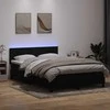 Lova su spyruokliniu/čiužiniu/LED, juoda, 160x210 cm, aksominė