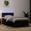 Lova su spyruokliniu/čiužiniu/LED, juoda, 90x210 cm, aksominė