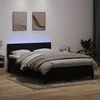 Lova su spyruokliniu/čiužiniu/LED, juoda, 160x210 cm, aksominė