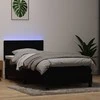 Lova su spyruokliniu/čiužiniu/LED, juoda, 90x210 cm, aksominė
