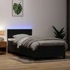 Lova su spyruokliniu/čiužiniu/LED, juoda, 90x210 cm, aksominė