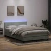 Lova su spyruokliniu/čiužiniu/LED, šviesiai pilka, 160x210 cm, aksomas
