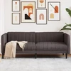 Trivietė sofa, tamsiai rudos spalvos, audinys