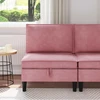 Vidurinė sofa su saugykla Rožinė Aksomas