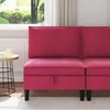 Vidurinė sofa su saugykla Vyno raudona Aksomas