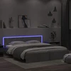 Lovos rėmas su galvūgaliu ir LED, betono pilkas, 200x200cm