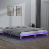 Lovos rėmas su LED, baltos spalvos, 140x200cm, medienos masyvas