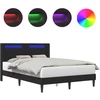 Lova Lovos rėmas su LED juostelėmis Juoda 120 x 200 cm Dirbtinė oda