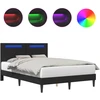 Lovos rėmas su LED juostelėmis Juoda 140 x 190 cm Dirbtinė oda