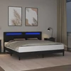 Lovos rėmas su LED juostelėmis Juoda 200 x 200 cm Dirbtinė oda