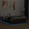 Lova Lovos rėmas su LED, rudas ąžuolo, 135x190cm, apdirbta mediena