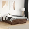 Lova Lovos rėmas su LED, rudas ąžuolo, 135x190cm, apdirbta mediena