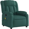 Fotelis Masažinis atlošiamas krėslas, tamsiai žalias, audinys