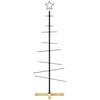 Metalinė Kalėdų eglutė su mediniu pagrindu, juoda, 120 cm