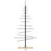 Metalinė Kalėdų eglutė su mediniu pagrindu, juoda, 120 cm