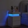Naktinė spintelė su LED lemputėmis, baltos spalvos, 35x39x55cm