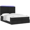 Osmanų lova su čiužiniu ir LED juodas 140x190cm audinys