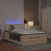 Osmanų lova su čiužiniu ir LED, kreminės sp., 120x190cm audinys