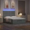 Osmanų lova su čiužiniu ir LED šviesiai pilka 140x190cm audinys