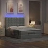 Osmanų lova su čiužiniu ir LED šviesiai pilka 140x190cm audinys