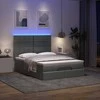 Osmanų lova su čiužiniu ir LED tamsiai pilka 140x190cm audinys