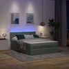 Osmanų lova su čiužiniu ir LED tamsiai pilka 140x190cm audinys