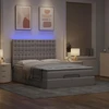 Osmanų lova su čiužiniu ir LED, taupe, 140x190cm, audinys