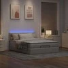 Osmanų lova su čiužiniu ir LED, taupe, 140x190cm, audinys