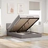 Osmanų lova su čiužiniu ir LED, taupe, 140x190cm, audinys