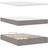 Osmanų lova su čiužiniu ir LED, taupe, 140x190cm, audinys