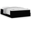 Osmanų lova su čiužiniu, juodas, 140x190cm, audinys