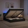 Otmana lova su matracsu ir LED Juoda 140 x 190 cm Audinys