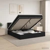 Otmana lova su matracsu ir LED Juoda 140 x 190 cm Audinys
