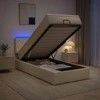 Otmana lova su matracsu ir LED Kreminė 100 x 200 cm Audinys
