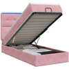 Otmana lova su matracsu ir LED Rožinė 100 x 200 cm Aksomas