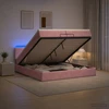 Otmana lova su matracsu ir LED Rožinė 200 x 200 cm Aksomas