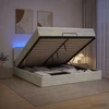 Otmana lova su matracsu ir LED Šviesiai pilka 140 x 190 cm