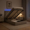 Otmana lova su matracsu ir LED Taupe 120 x 190 cm Audinys
