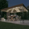 Pavėsinė su dvigubu stogu ir lemputėmis LED, taupe, 3x4m
