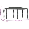 Pavėsinė su stulpų uždangalais antracito 2,98x5,3x2,59m 160g/m²