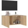 TV staliukas Prie sienos montuojama TV spintelė, ąžuolo spalvos, 80x30x41cm