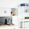 sieninė garažo spinta, balta inžinierinė mediena