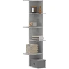 Sieninė kampinė lentyna, betono pilkos, 36,5x36,5x140cm, MDP
