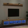TV staliukas Sieninė TV sekcija su LED, 5 dalių, ąžuolo, apdirbta mediena