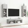 TV staliukas Sieninė TV sekcija su LED, 6 dalių, pilka ąžuolo, mediena