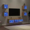 TV staliukas Sieninė TV sekcija su LED, 7 dalių, ąžuolo, apdirbta mediena