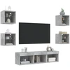 TV staliukas Sieninė TV sekcija su LED, 7 dalių, betono, apdirbta mediena