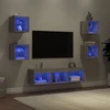 TV staliukas Sieninė TV sekcija su LED, 7 dalių, pilka ąžuolo, mediena
