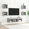 TV staliukas Sieninė TV sekcija su LED, 7 dalių, pilka ąžuolo, mediena